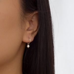  RALPH LAUREN IMITATION PEARL Gold Tone DROP EARRI